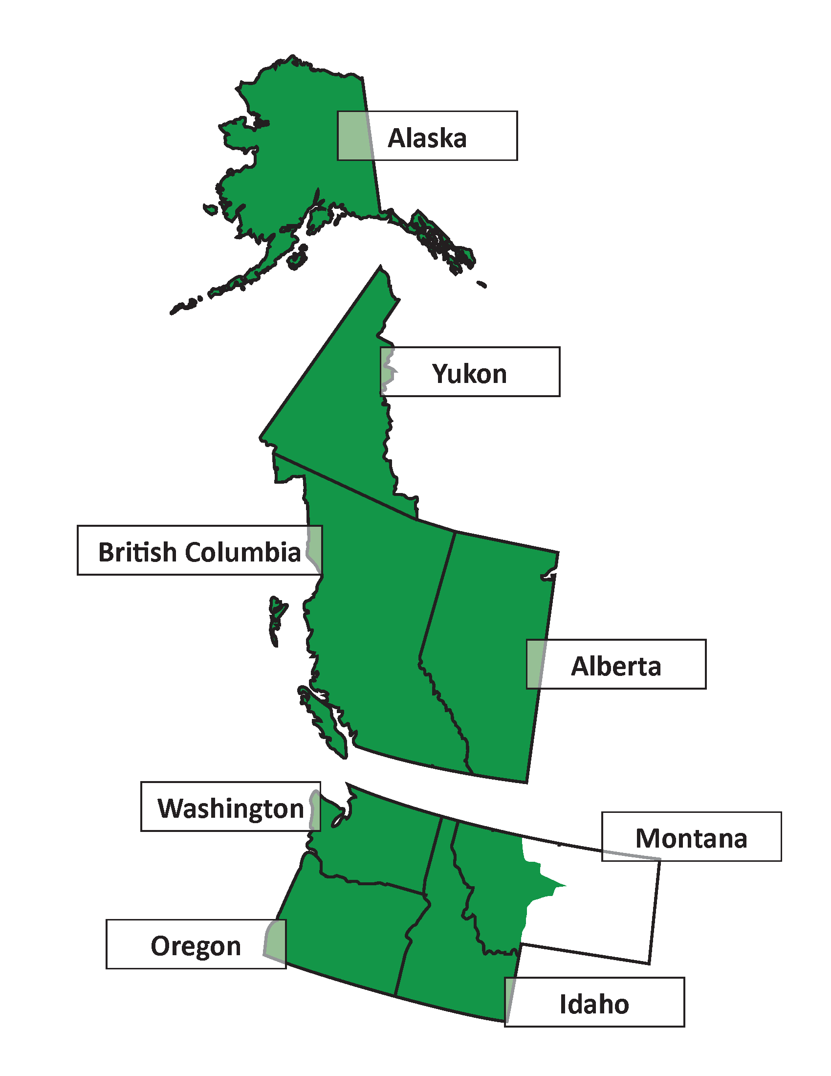 Map of the AAR Pacific Northwest Region