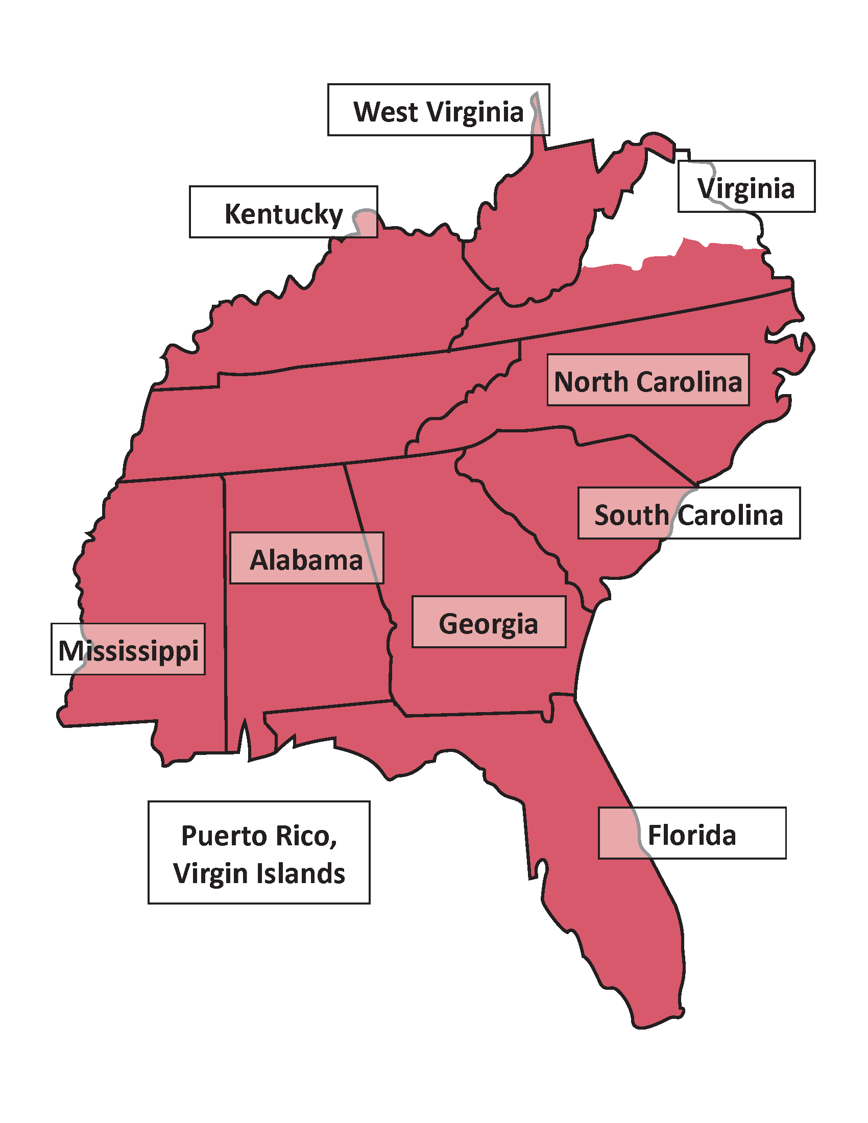 Map of Southeast Region