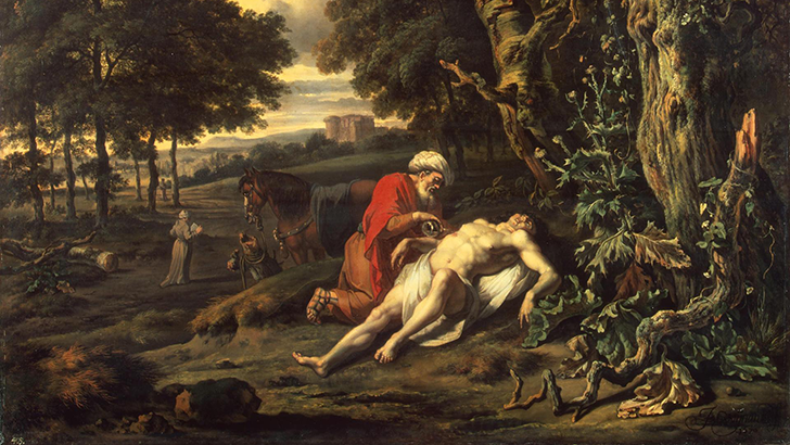 "Parable of the Good Samaritan." Oil on canvas. Jan Wijnants, 1670.